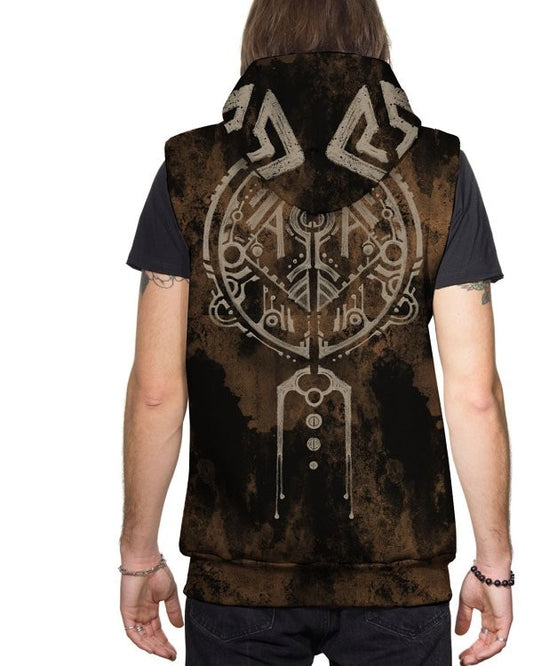 NAZU Denim Vest In Rust Brown