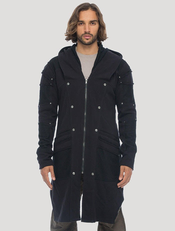 NEO STEAMED Hoodie Coat In Black