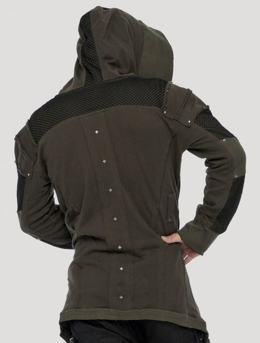 NEO STEAMED Hoodie Coat In Olive