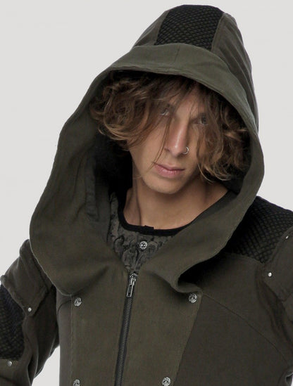 NEO STEAMED Hoodie Coat In Olive