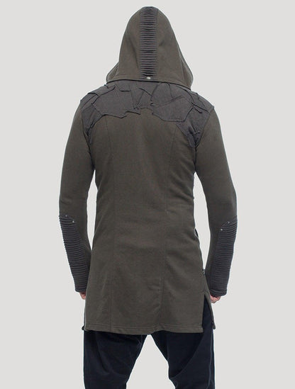 OKESA Hood Long Coat In Olive