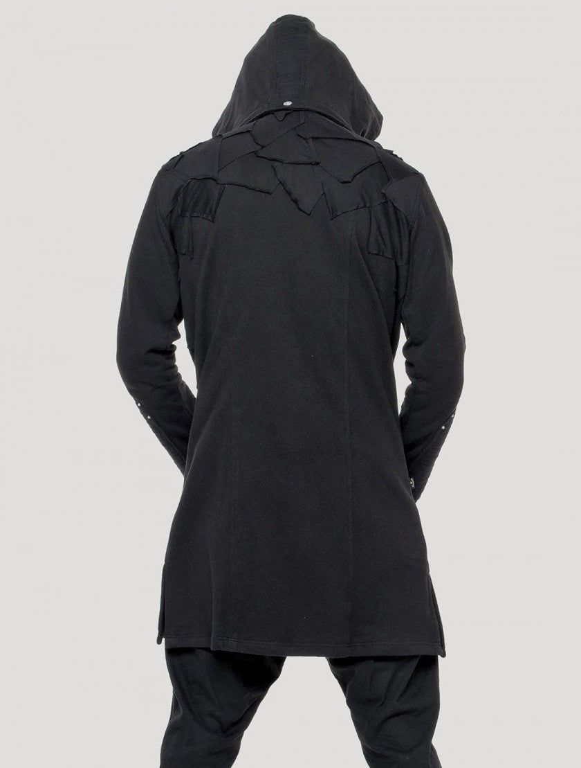 OKESA Hood Long Coat In Black
