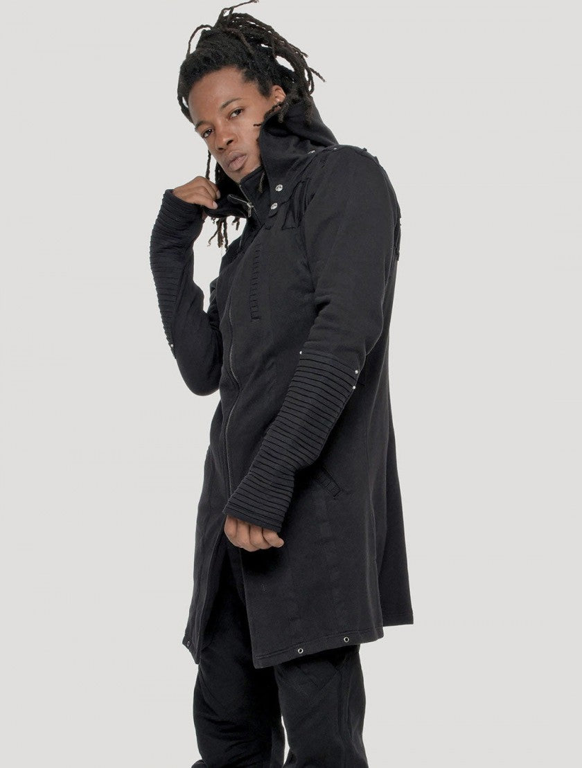 OKESA Hood Long Coat In Black