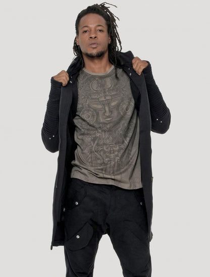 OKESA Hood Long Coat In Black