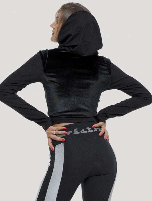 NALA Long Sleeves Crop Top In Black Valet