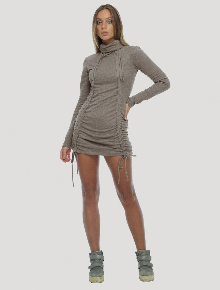 KAMER Long Sleeves Mini Dress In Cement