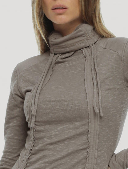 KAMER Long Sleeves Mini Dress In Cement