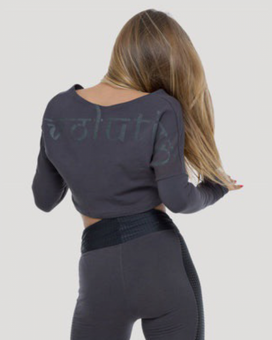 REVOL Long Sleeves Crop Top In Aegean Blue