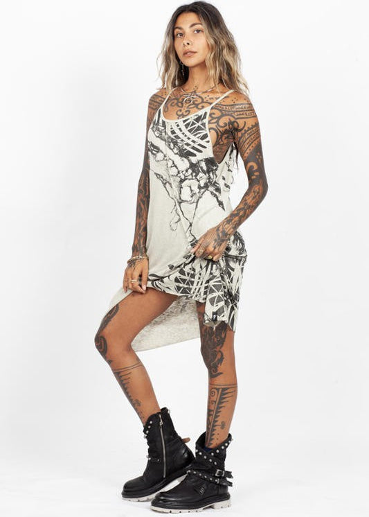 ZORVAN Mini Dress In Sand Stone