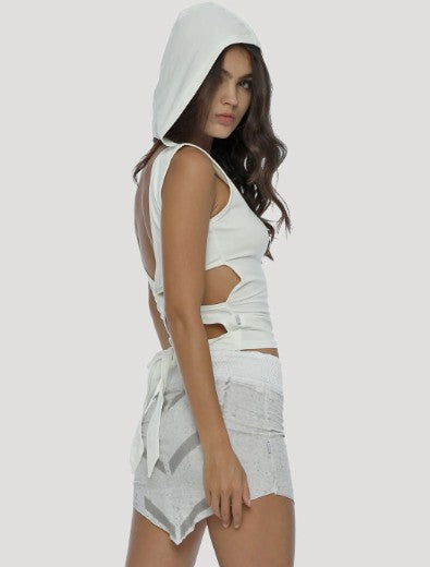 MYANMAR Hooded Top In Off-White