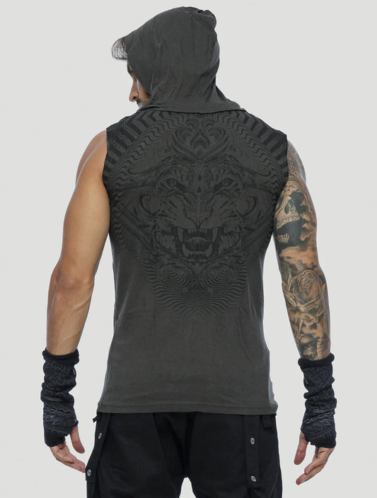 TIGER Sleeveless Tee In Olive Noir