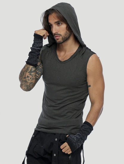 TIGER Sleeveless Tee In Olive Noir