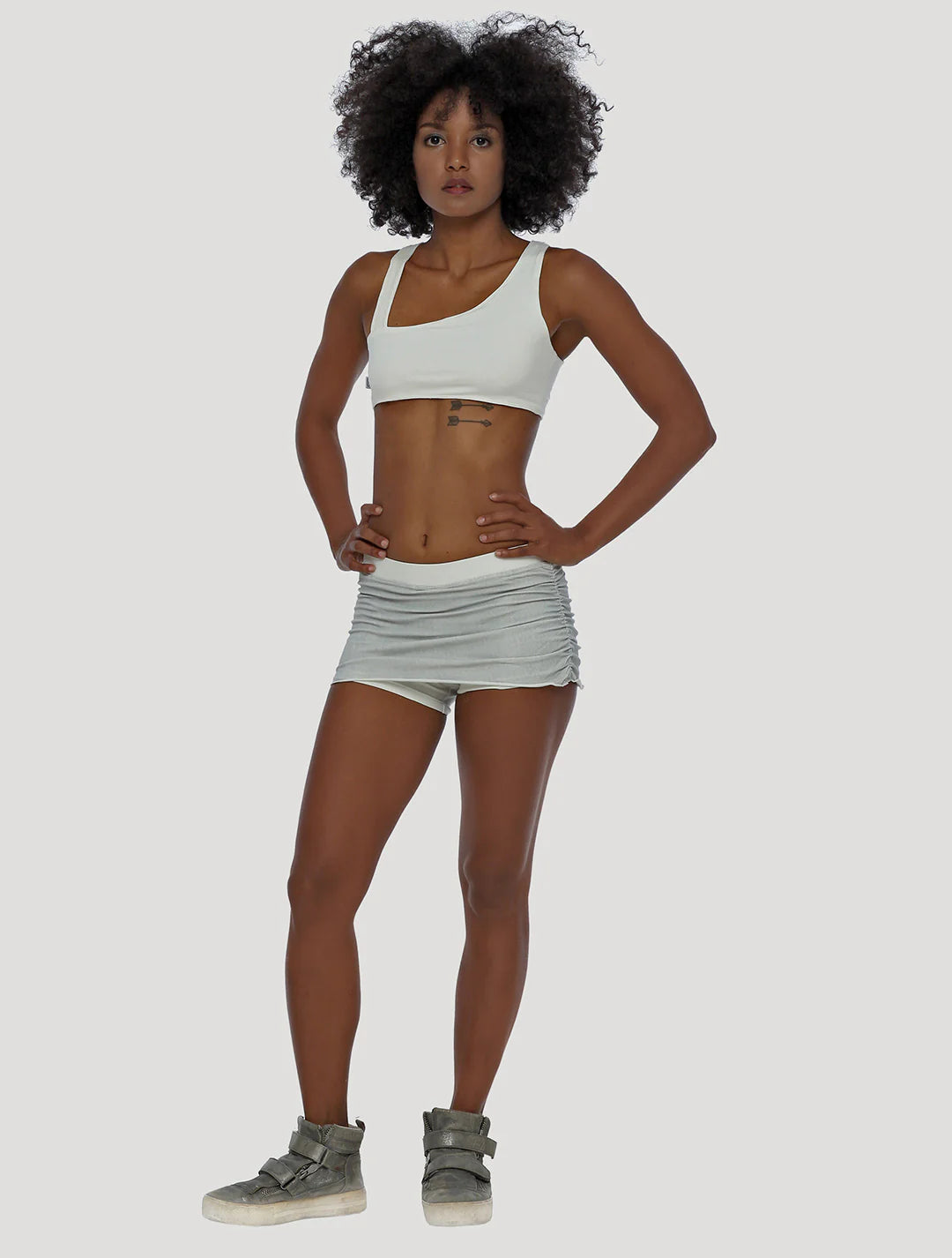 SKIRTED Mini Shorts In Off-White