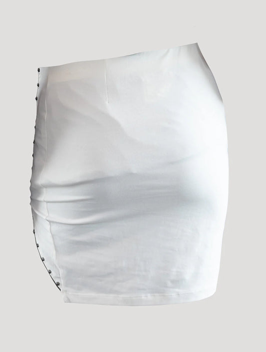 ZIP Mini Skirt In Off-White