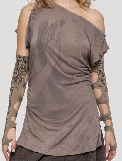 MUDRA Short Sleeves Tunic In Cement