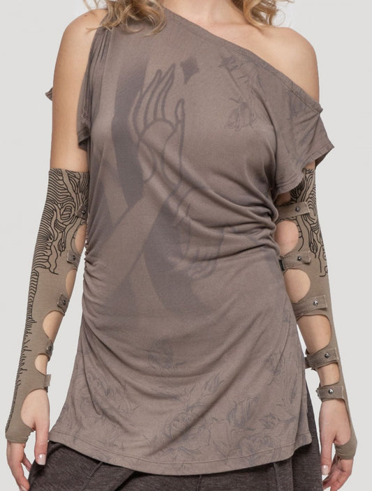 MUDRA Short Sleeves Tunic In Cement