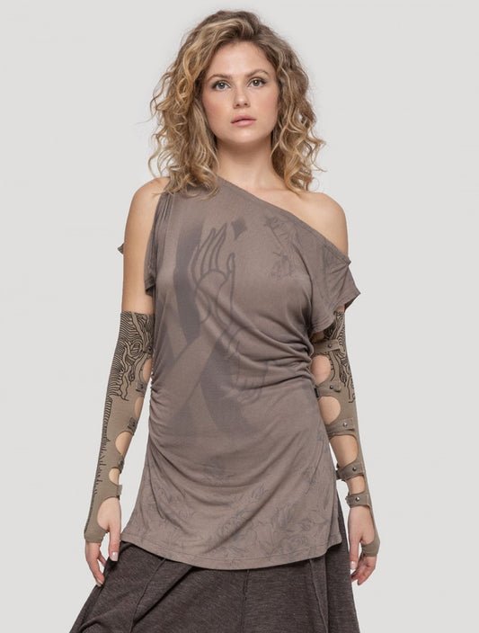 MUDRA Short Sleeves Tunic In Cement