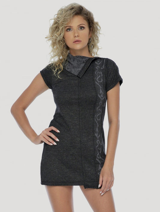 DINA Short Sleeve Mini Dress In Black