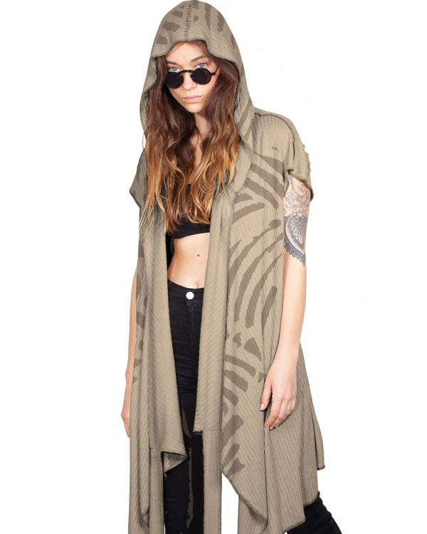 WO SAND TRIBE Kimono Vest In Sand