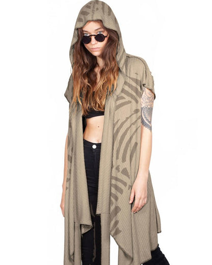 WO SAND TRIBE Kimono Vest In Sand