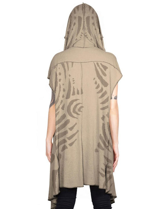 WO SAND TRIBE Kimono Vest In Sand