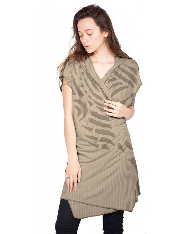 WO SAND TRIBE Kimono Vest In Sand