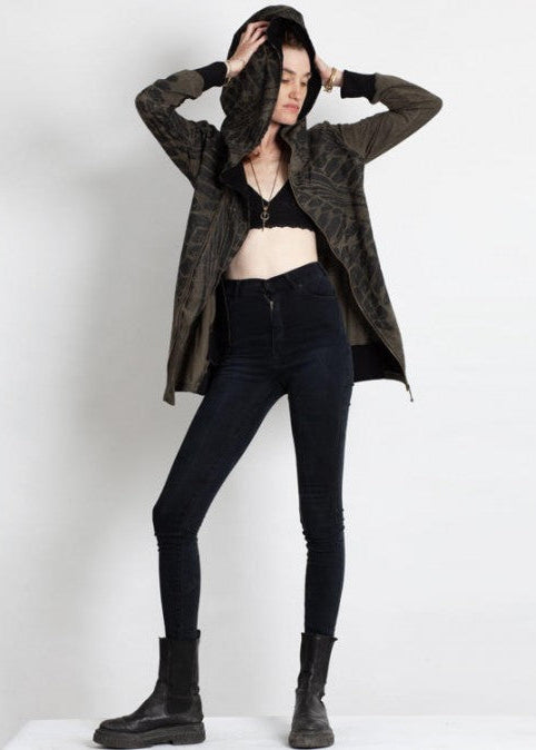 XTEX ZIP Hood Sweat In Olive