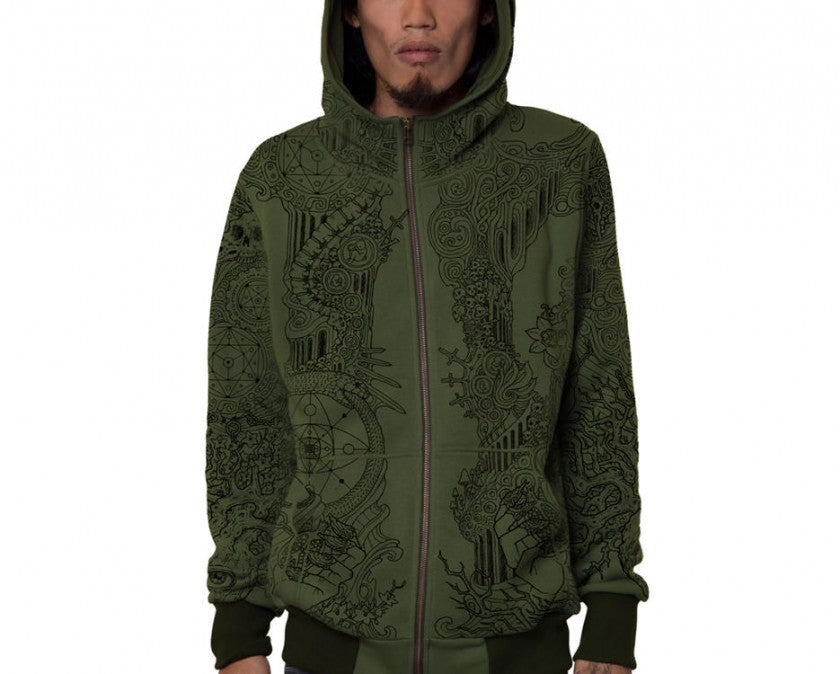 PERSEPHONE Hooded Jacket In Light Olive