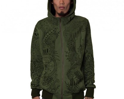 PERSEPHONE Hooded Jacket In Light Olive