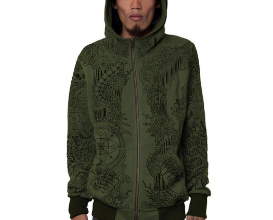 PERSEPHONE Hooded Jacket In Light Olive