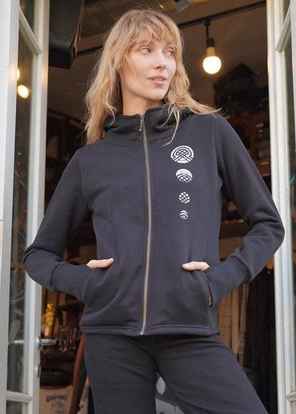 DIGITAL NATURE WO Zip Hood In Black