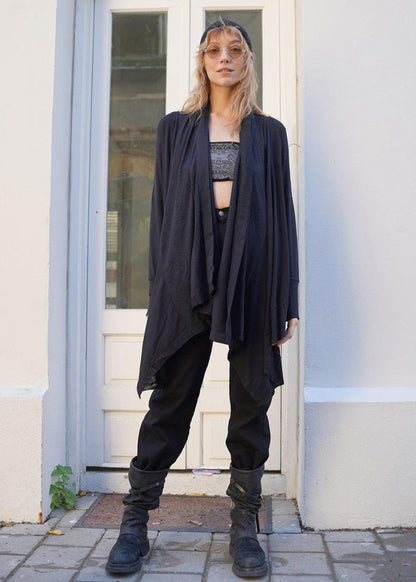 DUMA Long Sleeve Cardigan Duster In Black