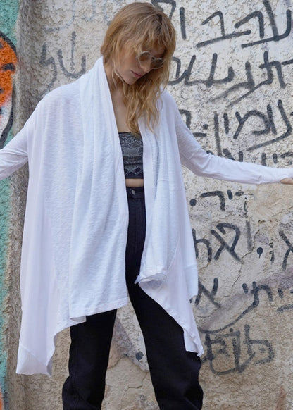 DUMA Long Sleeve Cardigan Duster In White