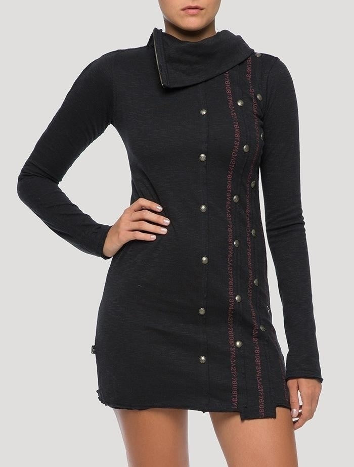 SERIAL Long Sleeves Mini Dress In Black