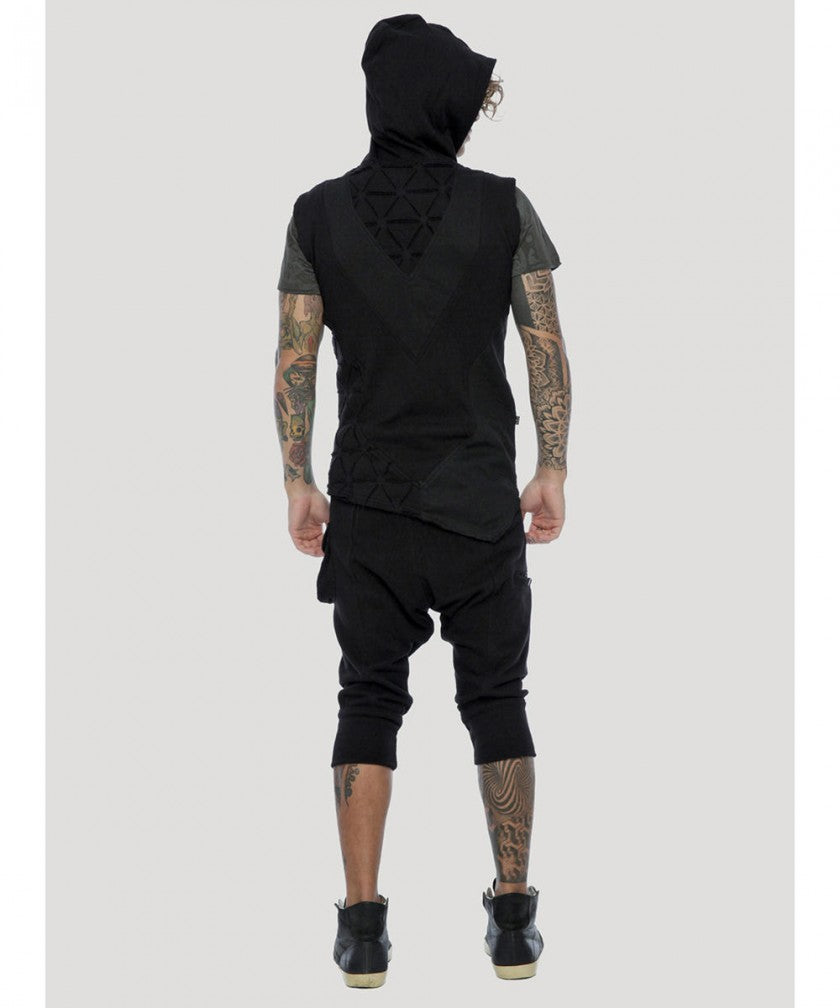 SHINOBI Hoodie Vest In Black