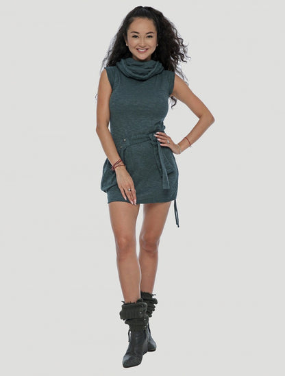SOBA Short Sleeves Mini Dress In Teal