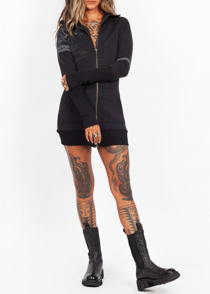 KORMORAN ZIP Hood Sweat In Black