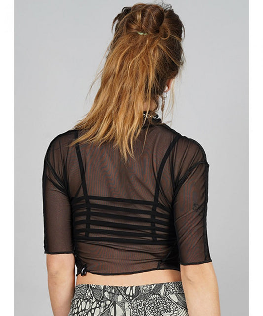 KYRA Mesh Crop Top In Black