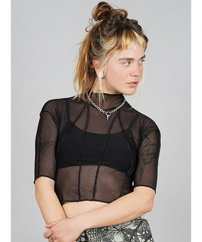 KYRA Mesh Crop Top In Black