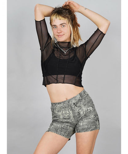 KYRA Mesh Crop Top In Black