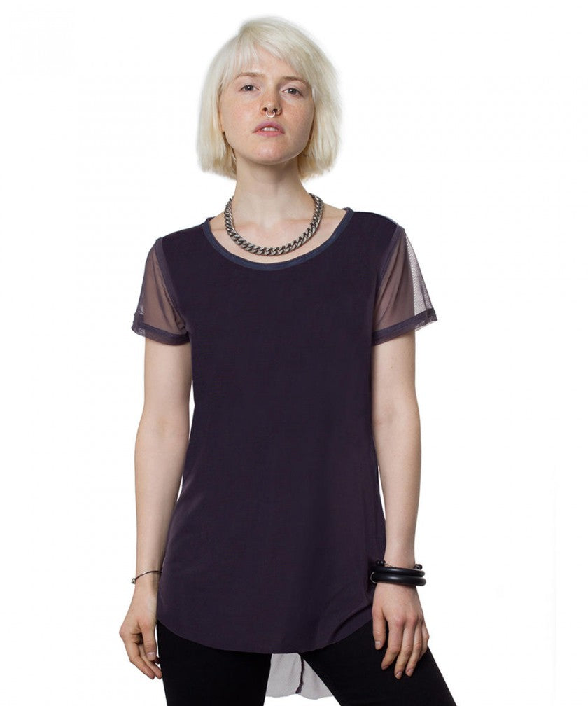 KOA Short Sleeve Tunic In Mesh Grey