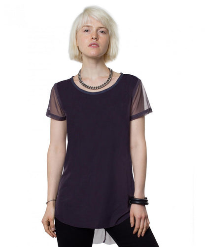 KOA Short Sleeve Tunic In Mesh Grey