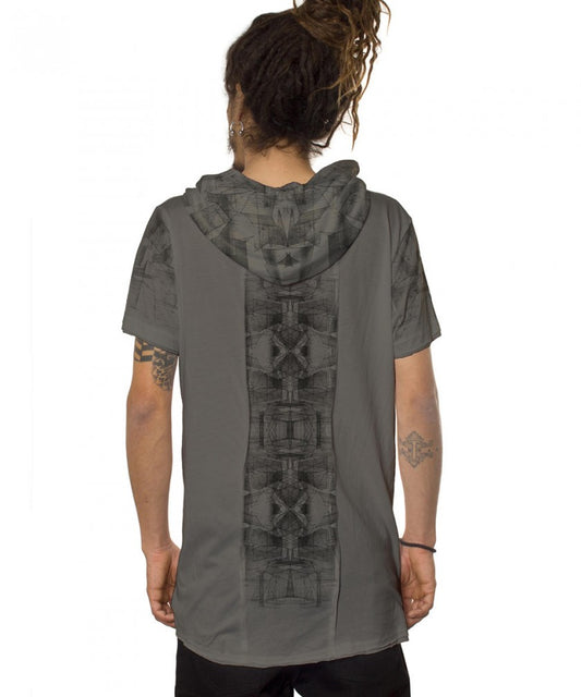 GEOMEISTER Hooded T-Shirt In Grey