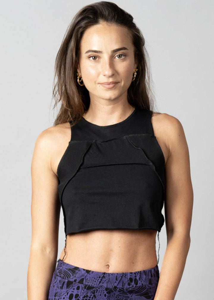 PULSAR BLACK & BLACK STITCH Crop Top