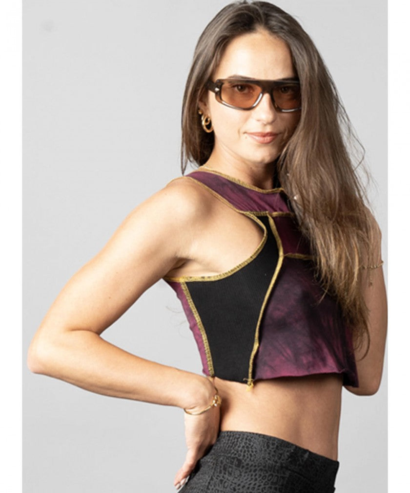 PULSAR BORDEAUX & YELLOW STITCH CROP