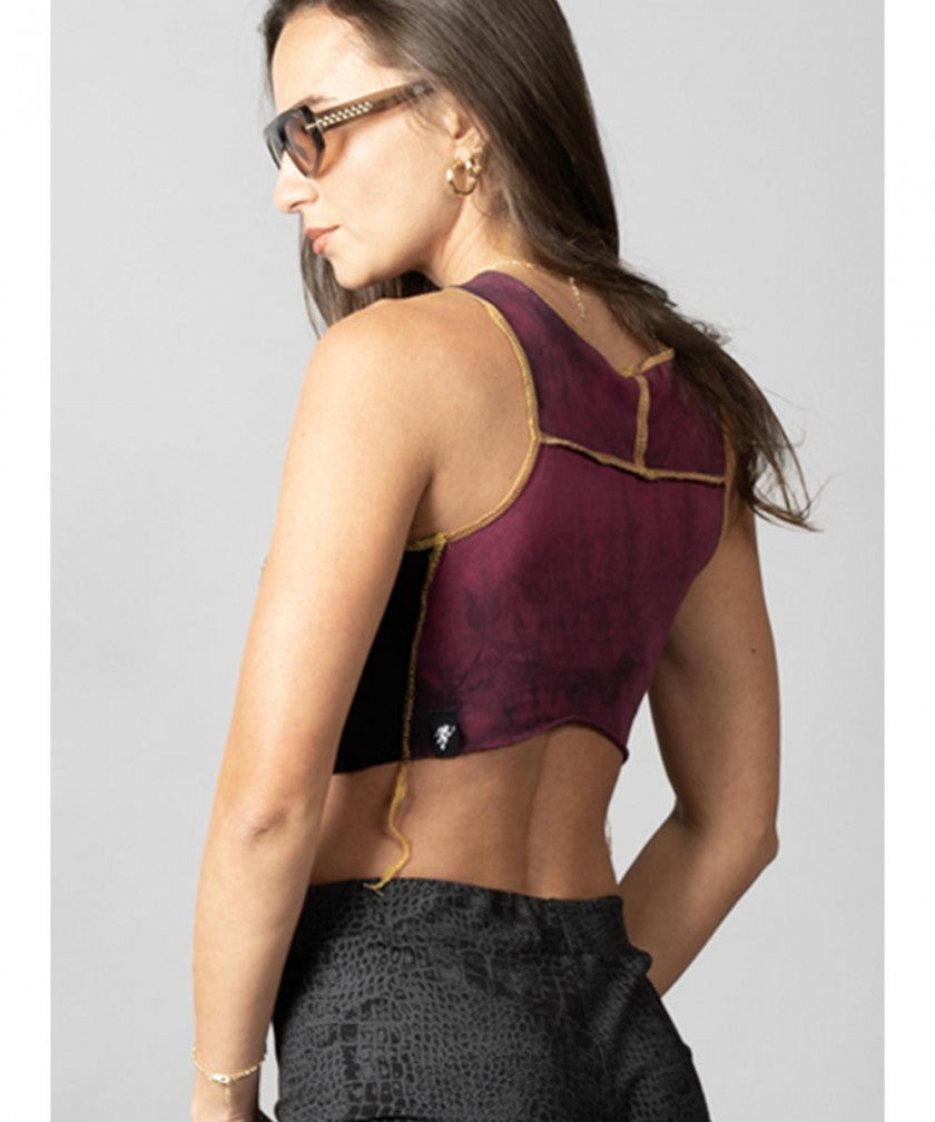 PULSAR BORDEAUX & YELLOW STITCH CROP