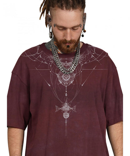ORNAMENT GALAXY T-Shirt In Washed Bordeaux