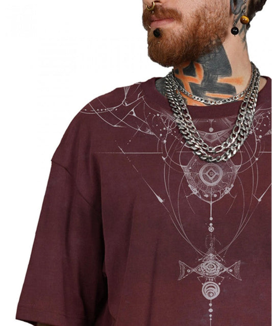 ORNAMENT GALAXY T-Shirt In Washed Bordeaux