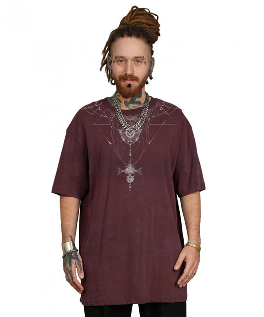 ORNAMENT GALAXY T-Shirt In Washed Bordeaux