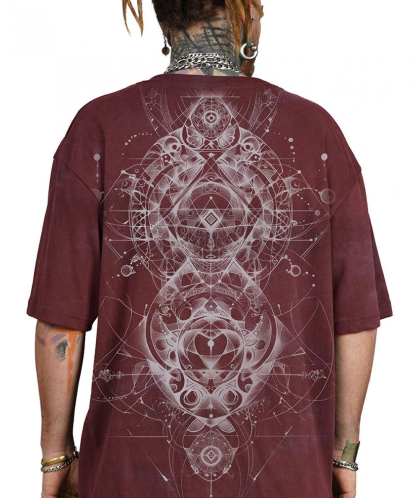 ORNAMENT GALAXY T-Shirt In Washed Bordeaux